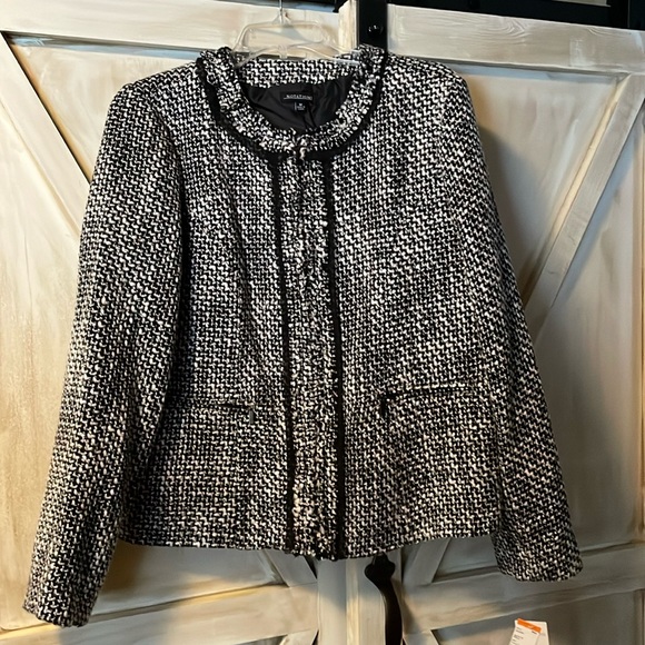 Notations Tweed Black, White Zip Blazer ~ New With Tags - Picture 1 of 7
